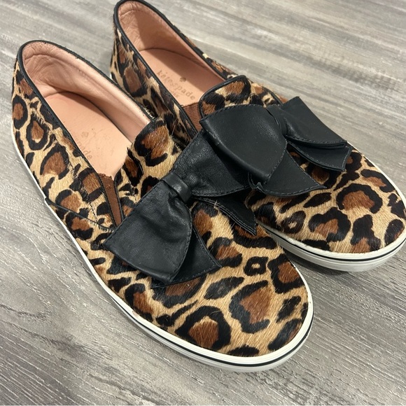 Kate Spade Delise Leopard Print Leather Bow Slip On Sneakers - Picture 8 of 8